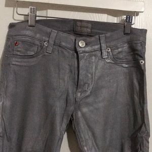 Silver Metallic Coated Hudson Skinny Jeans
